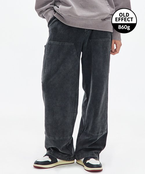 Shadow Effect Carpenter sweat pants-washed black-